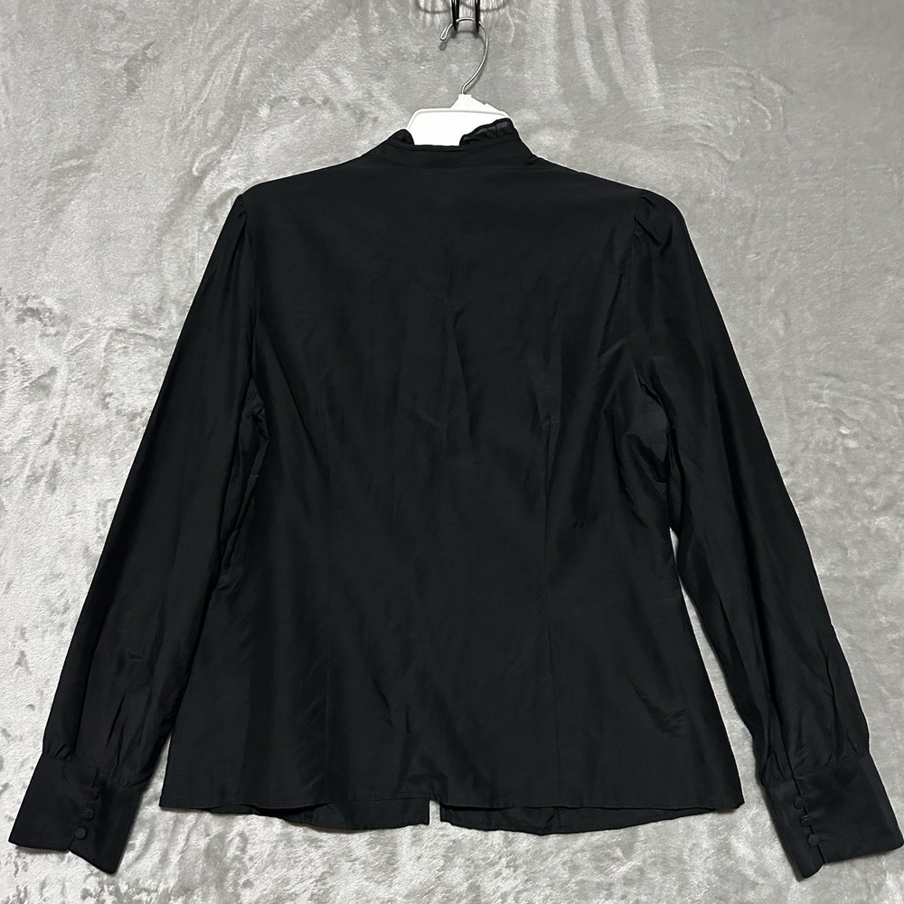 Loft Victorian Edwardian Style Lace Button Down Blouse Womens Size 12 Silk Blend - Picture 8 of 8